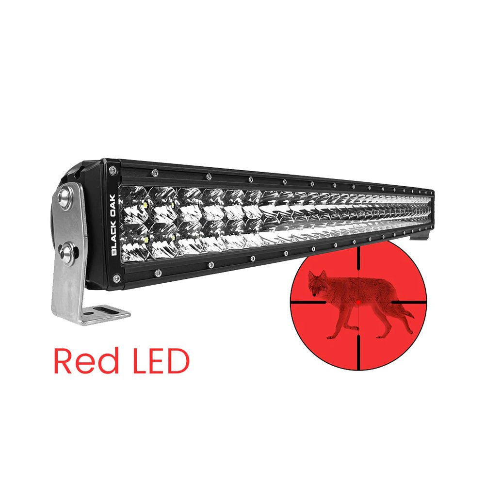 Black Oak 30" Curved Double Row Red LED Predator Hunting Light Bar - Combo Optics - Black Housing - Pro Series 3.0 [30CR-D3OS] - The Happy Skipper