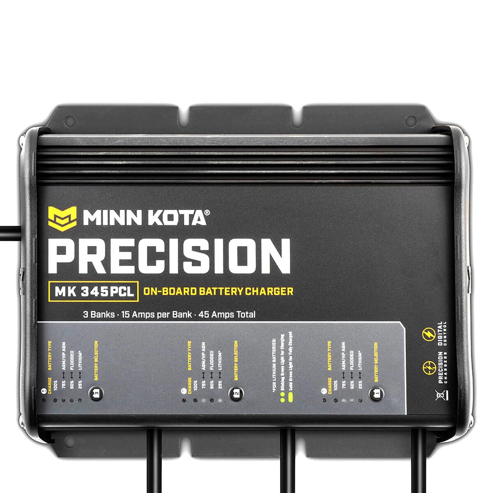 Minn Kota On-Board Precision Charger MK-345 PCL 3 Bank x 15 AMP Lithium Optimized Charger [1833452] - The Happy Skipper