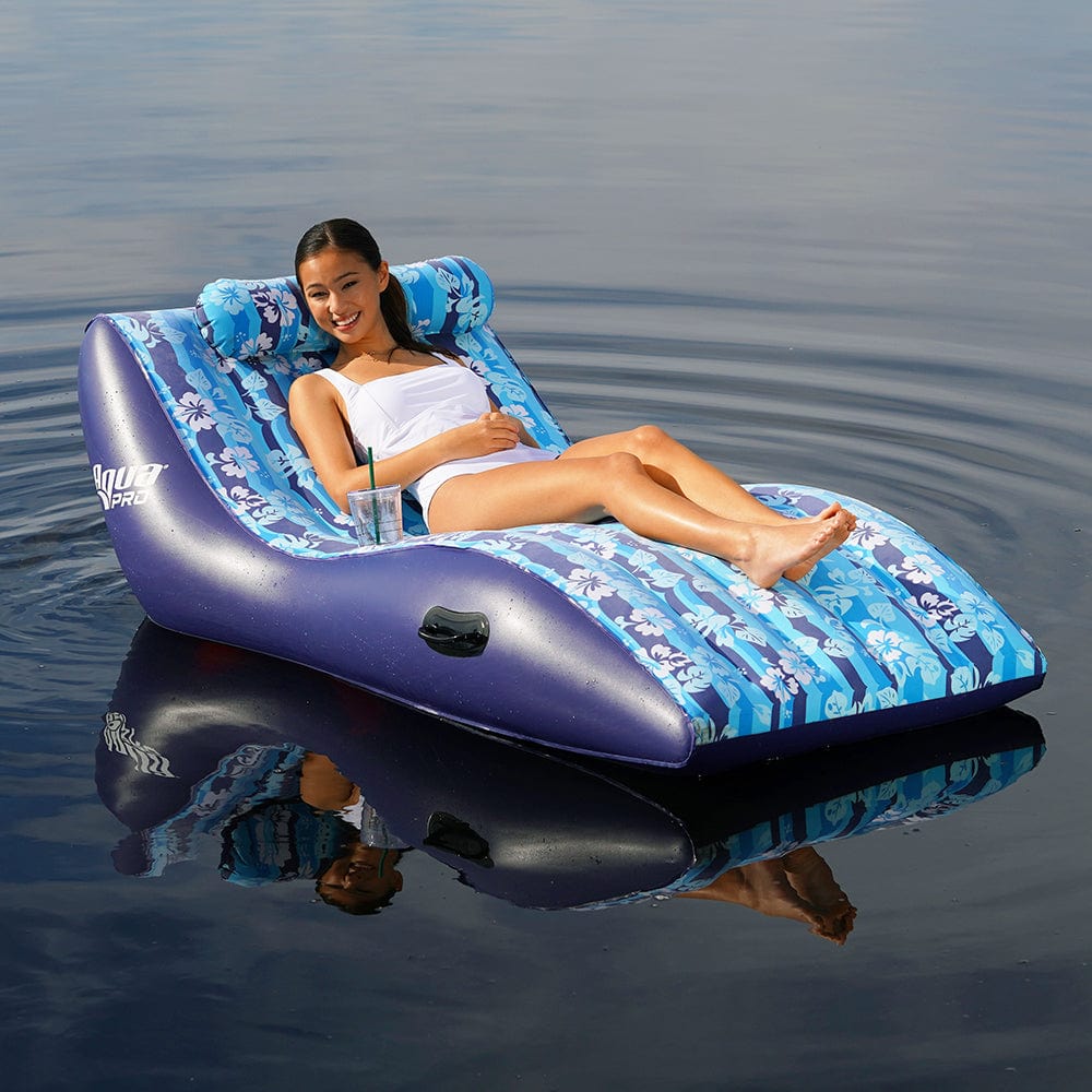 Aqua Leisure Ultra Cushioned Comfort Lounge Hawaiian Wave Print w/Adjustable Pillow [APL17014S2] - The Happy Skipper