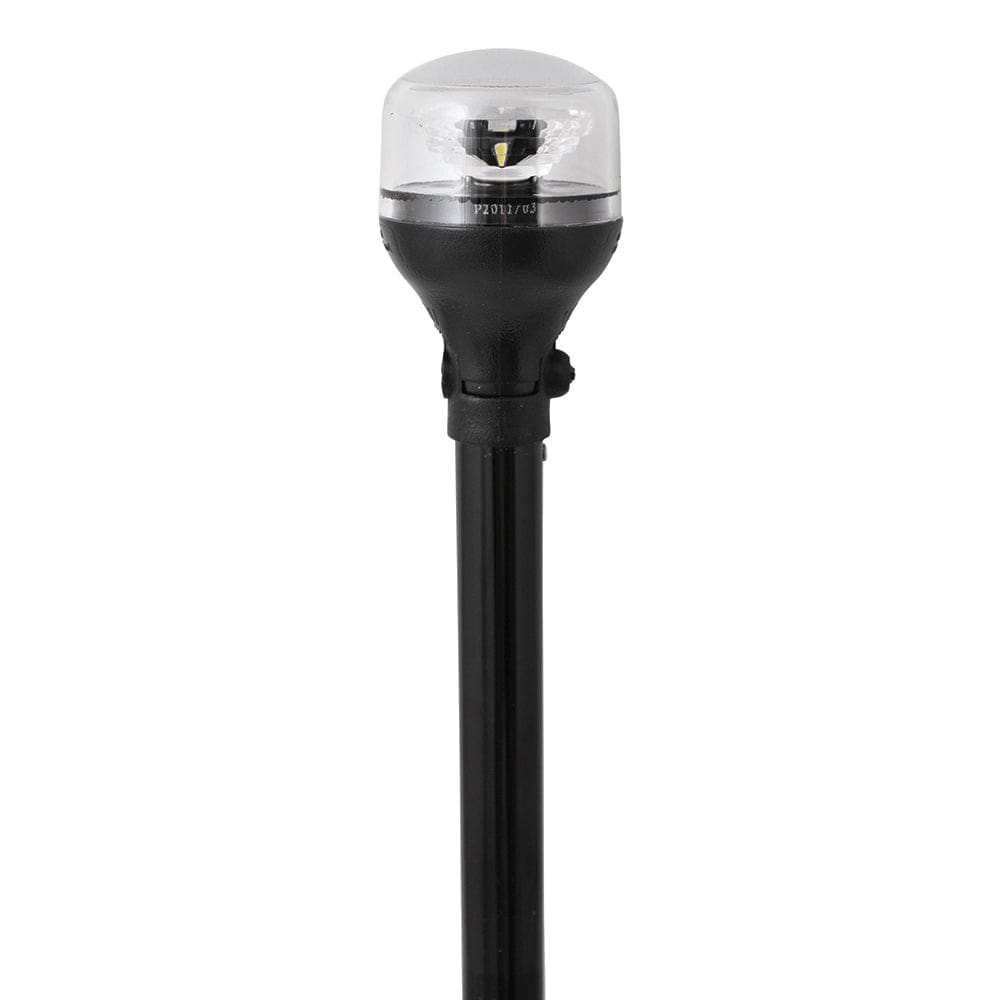Attwood LightArmor All-Around Light - 12" Black Pole - Black Horizontal Composite Base w/Adapter [5558-P12A7] - The Happy Skipper
