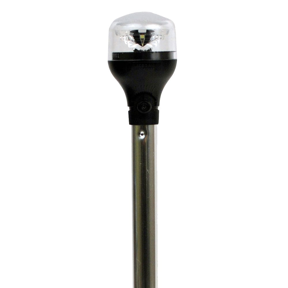 Attwood LightArmor Plug-In All-Around Light - 20" Aluminum Pole - Black Horizontal Composite Base w/Adapter [5550-PA20-7] - The Happy Skipper