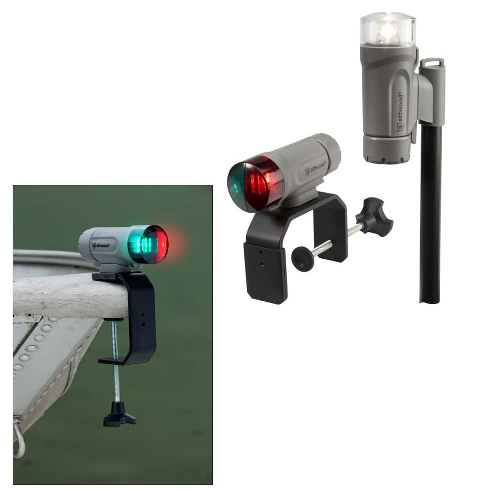 Attwood PaddleSport Portable Navigation Light Kit - C-Clamp, Screw Down or Adhesive Pad - Gray [14194-7] - The Happy Skipper