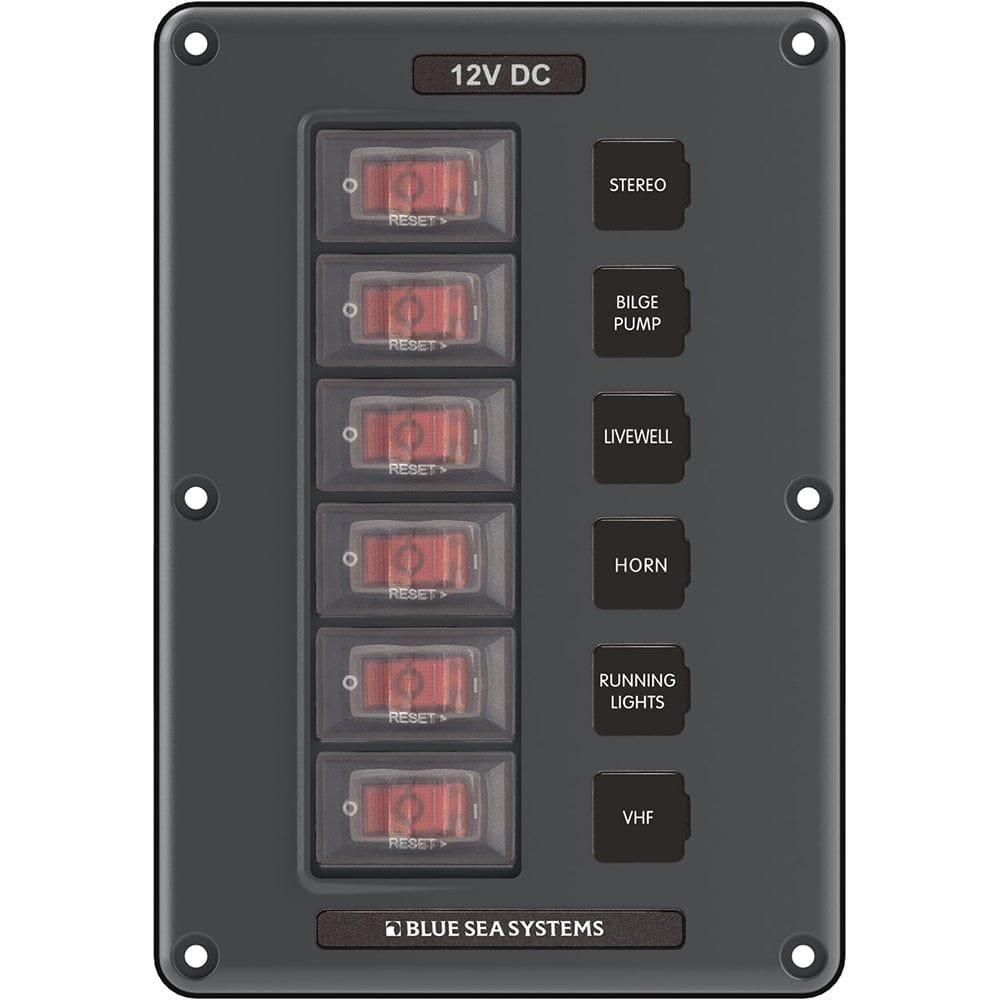 Blue Sea 4322 Circuit Breaker Switch Panel 6 Position - Gray [4322] - The Happy Skipper