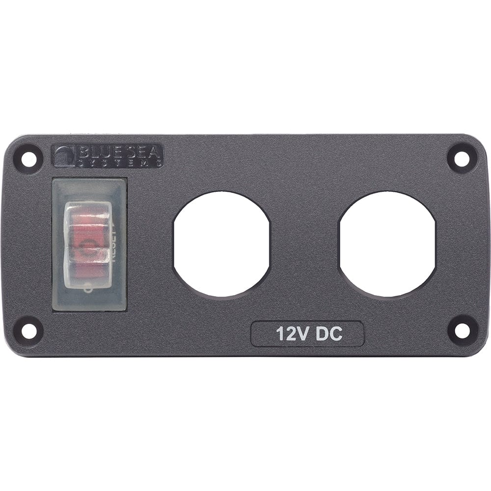 Blue Sea 4364 Water Resistant USB Accessory Panel - 15A Circuit Breaker, 2x Blank Apertures [4364] - The Happy Skipper