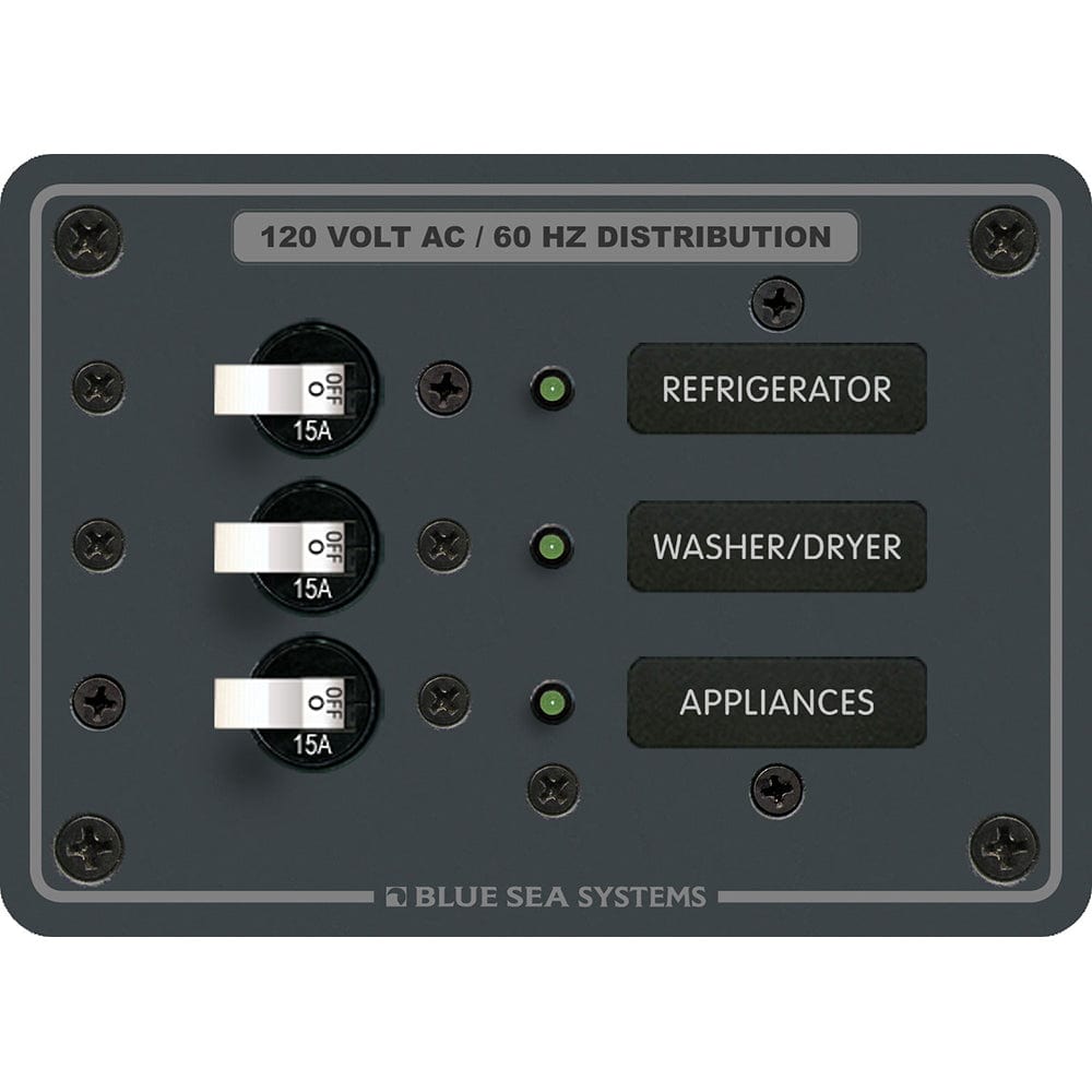Blue Sea 8058 AC 3 Position Toggle Circuit Breaker Panel - White Switches [8058] - The Happy Skipper
