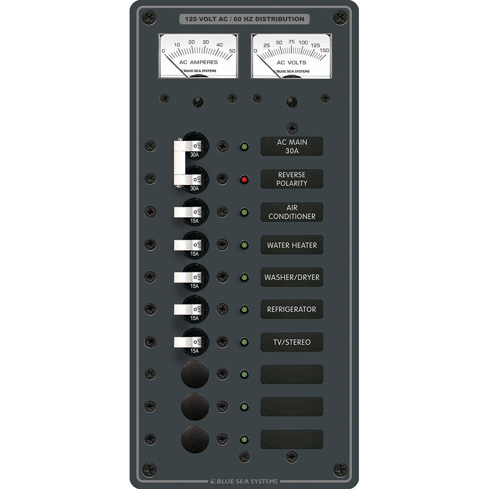 Blue Sea 8074 AC Main +8 Positions Toggle Circuit Breaker Panel - White Switches [8074] - The Happy Skipper