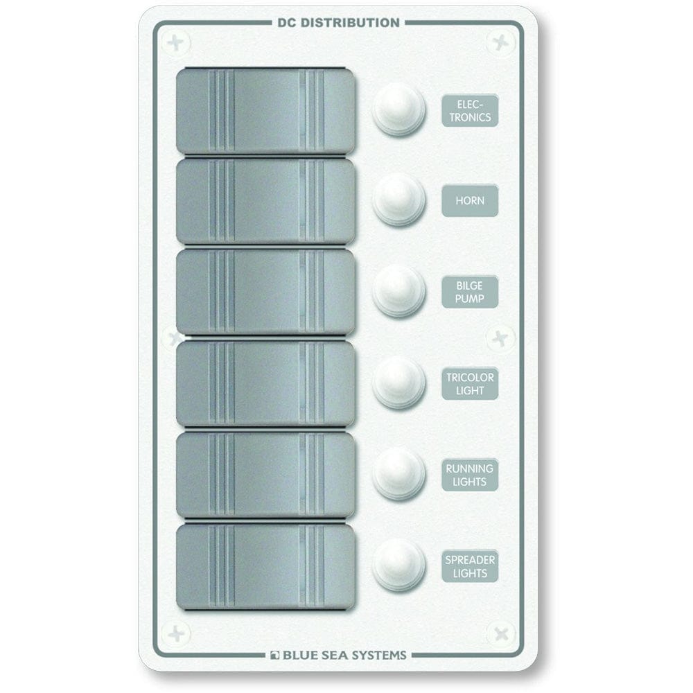 Blue Sea 8273 Water Resistant Panel - 6 Position - White - Vertical [8273] - The Happy Skipper