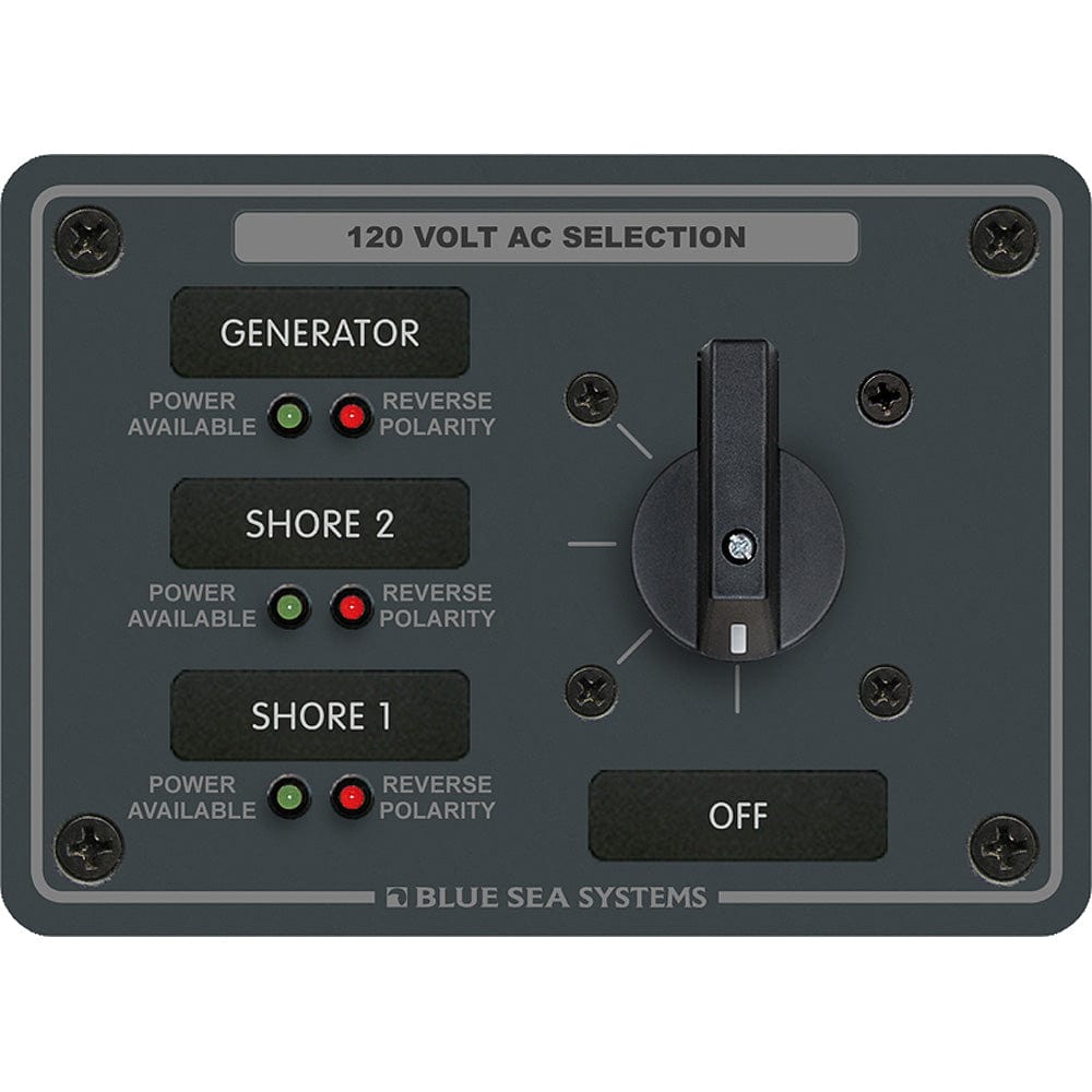 Blue Sea 8366 AC Rotary Switch Panel 30 Ampere 3 Positions + OFF, 2 Pole [8366] - The Happy Skipper