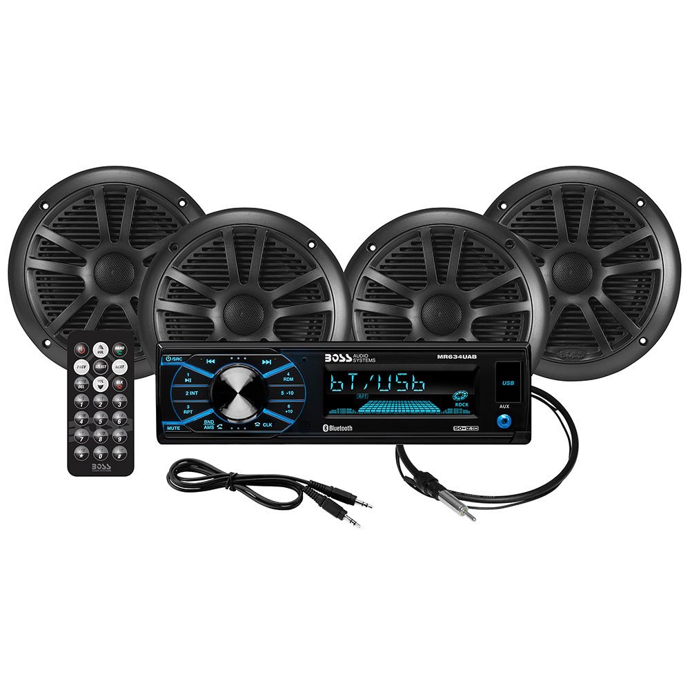 Boss Audio MCBK634B.64 Kit w/MR634UAB, 4 MR6B Speakers, MRANT10 Antenna [MCBK634B.64] - The Happy Skipper