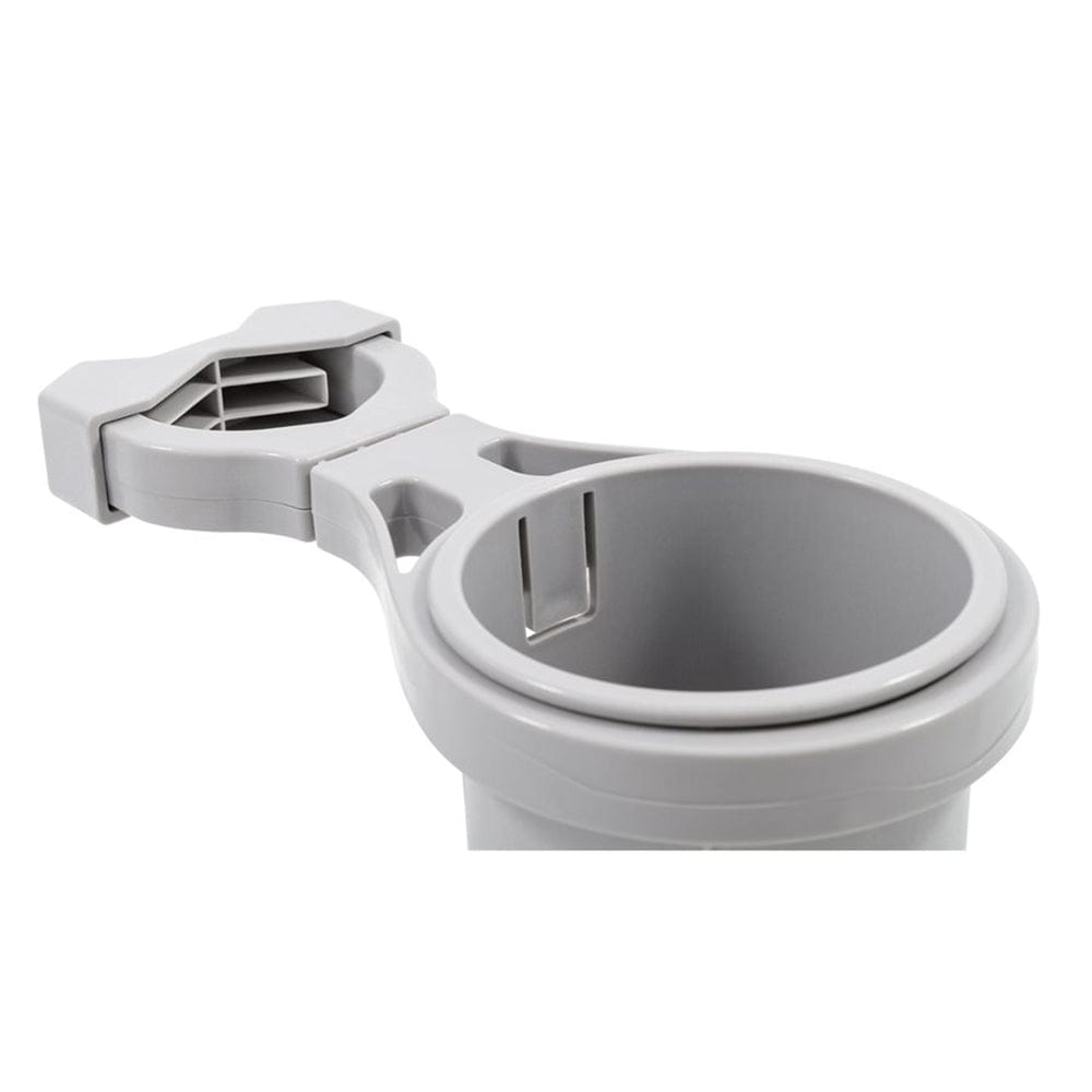 Camco Clamp-On Rail Mounted Cup Holder - Large for Up to 2" Rail - Grey [53092] - The Happy Skipper