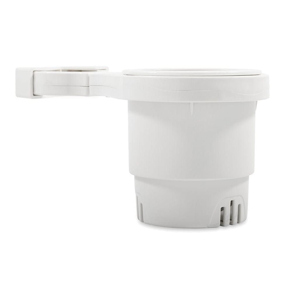 Camco Clamp-On Rail Mounted Cup Holder - Large for Up to 2" Rail - White [53083] - The Happy Skipper