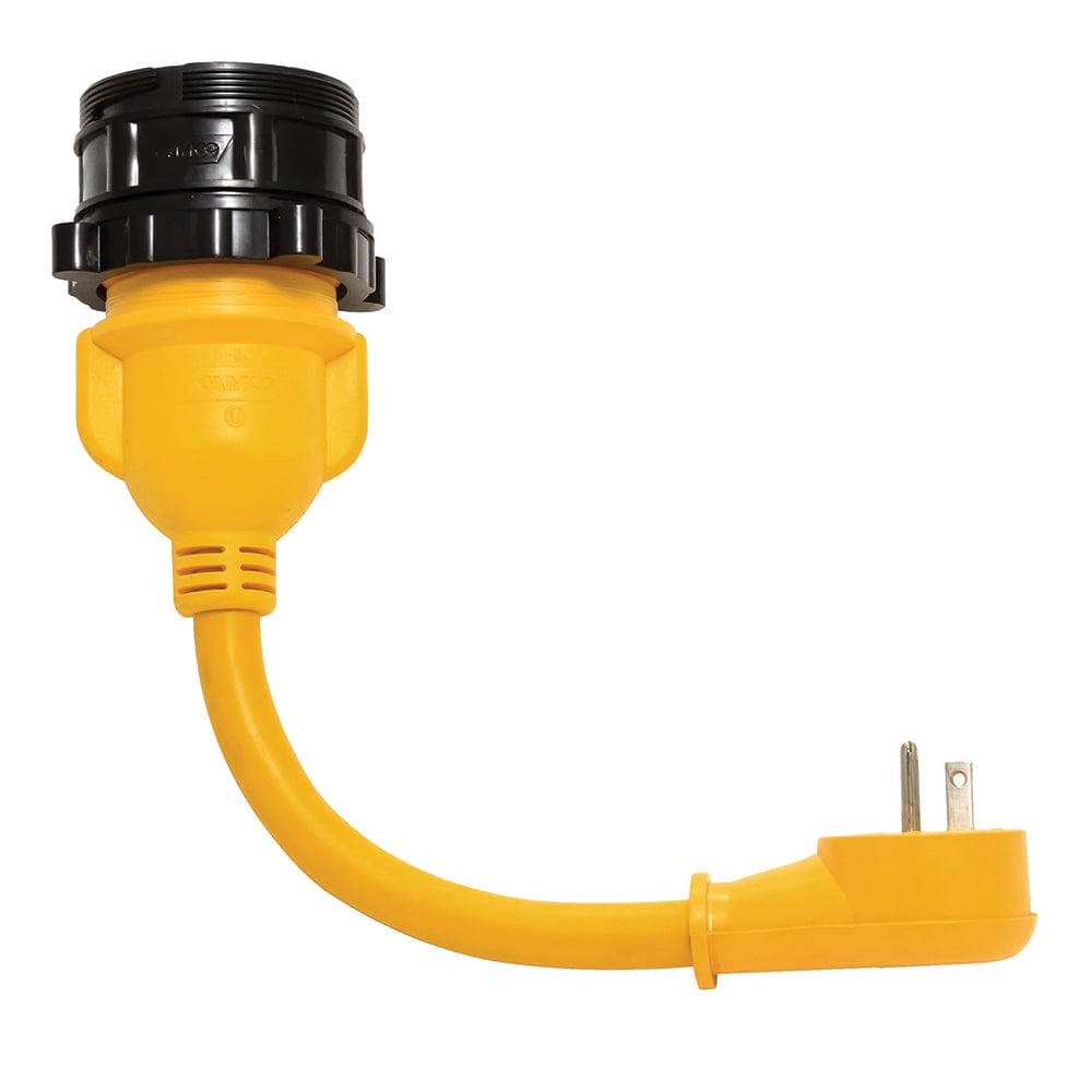Camco PowerGrip Locking Adapter - 15A/125V Male to 30A/125V Female Locking [55635] - The Happy Skipper
