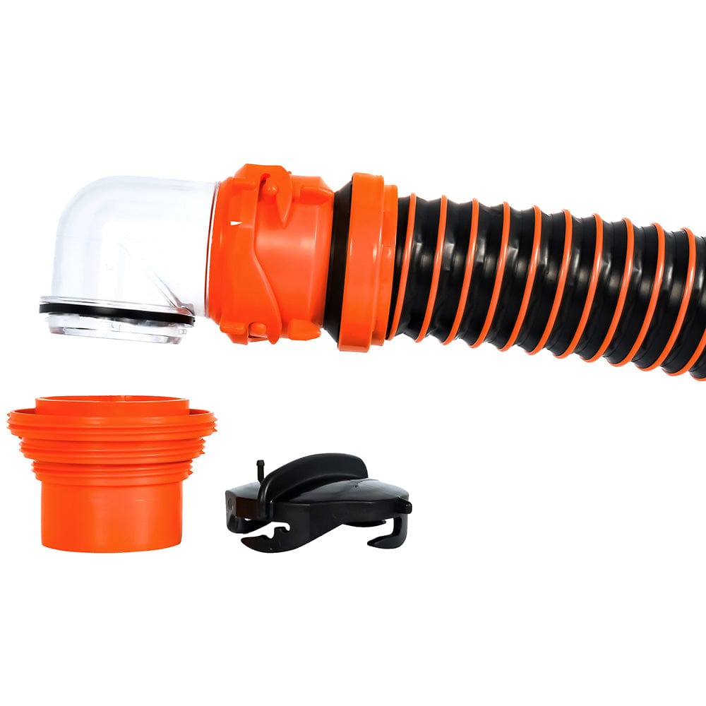 Camco RhinoEXTREME 15 Sewer Hose Kit w/Swivel Fitting 4 In 1 Elbow Caps [39861] - The Happy Skipper