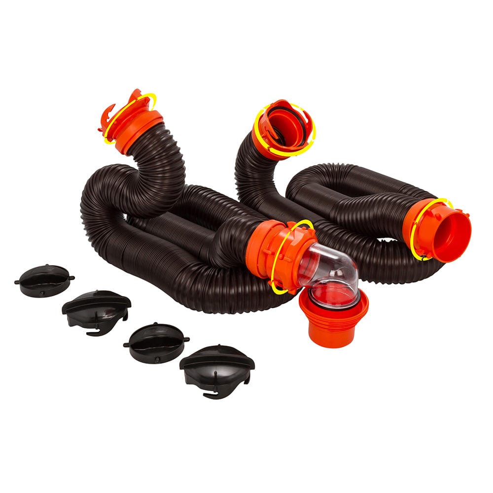 Camco RhinoFLEX 20 Sewer Hose Kit w/4 In 1 Elbow Caps [39741] - The Happy Skipper