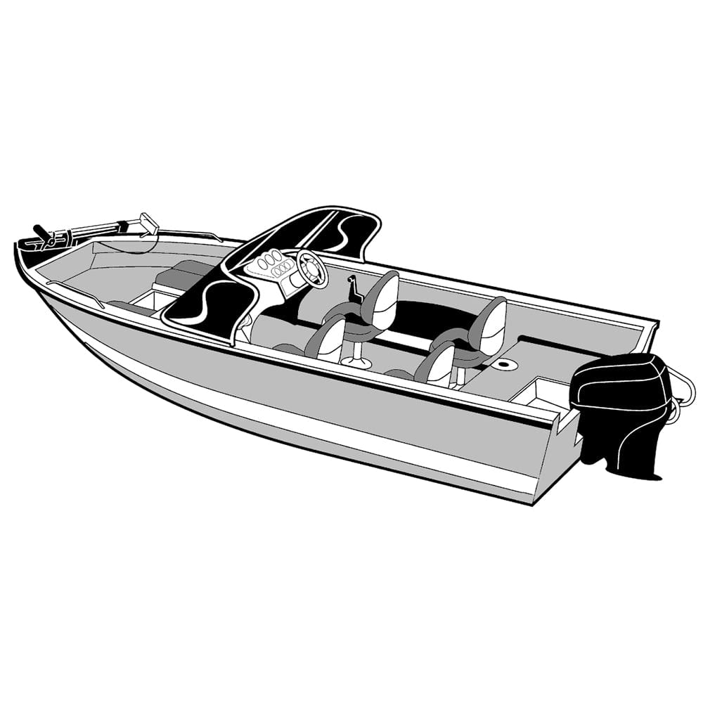 Carver Performance Poly-Guard Wide Series Styled-to-Fit Boat Cover f/16.5 Aluminum V-Hull Boats w/Walk-Thru Windshield - Grey [72316P-10] - The Happy Skipper
