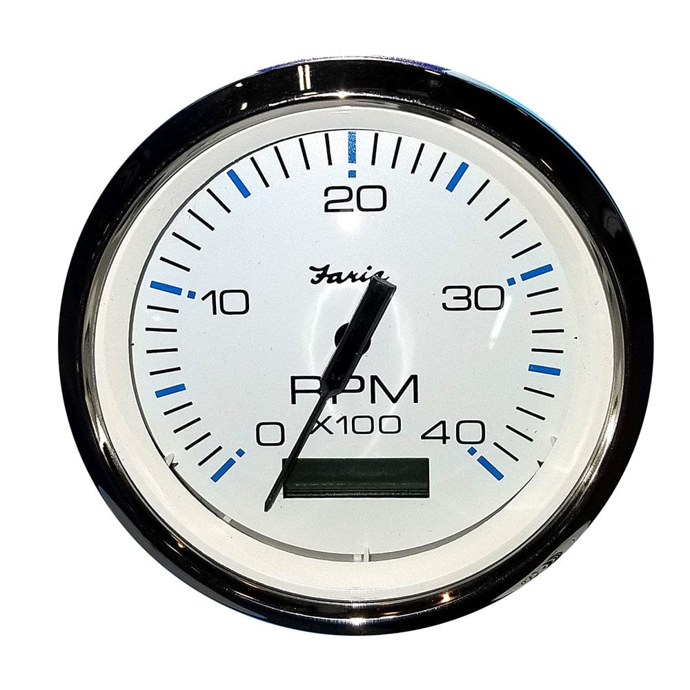 Faria Chesapeake White SS 4" Tachometer w/Hourmeter (4000 RPM) (Diesel) (Mech. Takeoff Var. Ratio Alt) [33834] - The Happy Skipper
