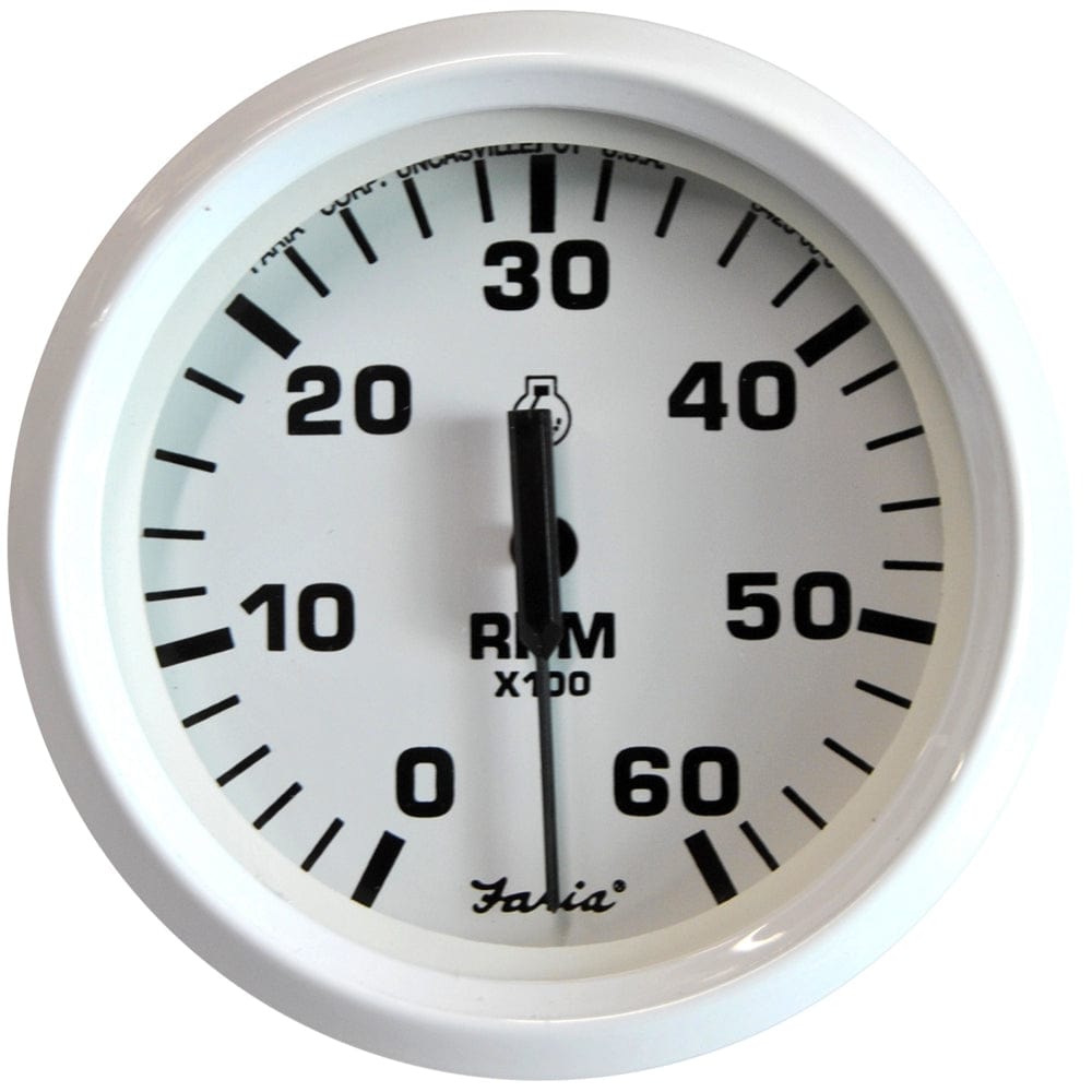 Faria Dress White 4" Tachometer - 6000 RPM (Gas) (Inboard I/O) [33103] - The Happy Skipper