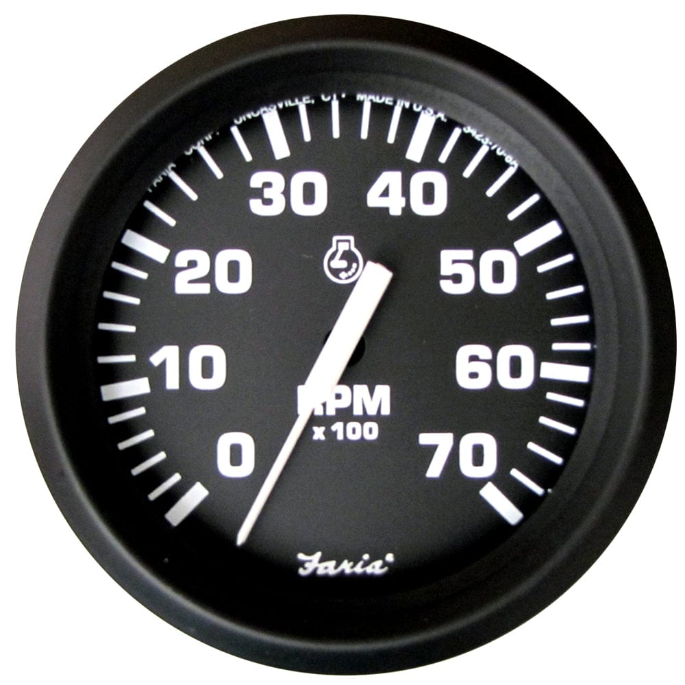 Faria Euro Black 4" Tachometer - 7,000 RPM (Gas - All Outboard) [32805] - The Happy Skipper