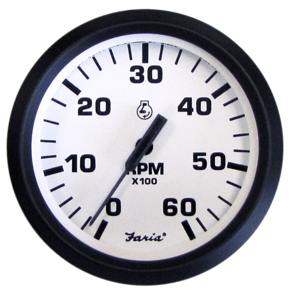 Faria Euro White 4" Tachometer - 6000 RPM (Gas) (Inboard I/O) [32904] - The Happy Skipper