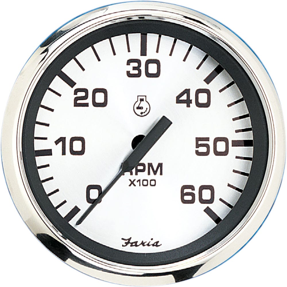 Faria Spun Silver 4" Tachometer (6000 RPM) (Gas Inboard I/O) [36004] - The Happy Skipper