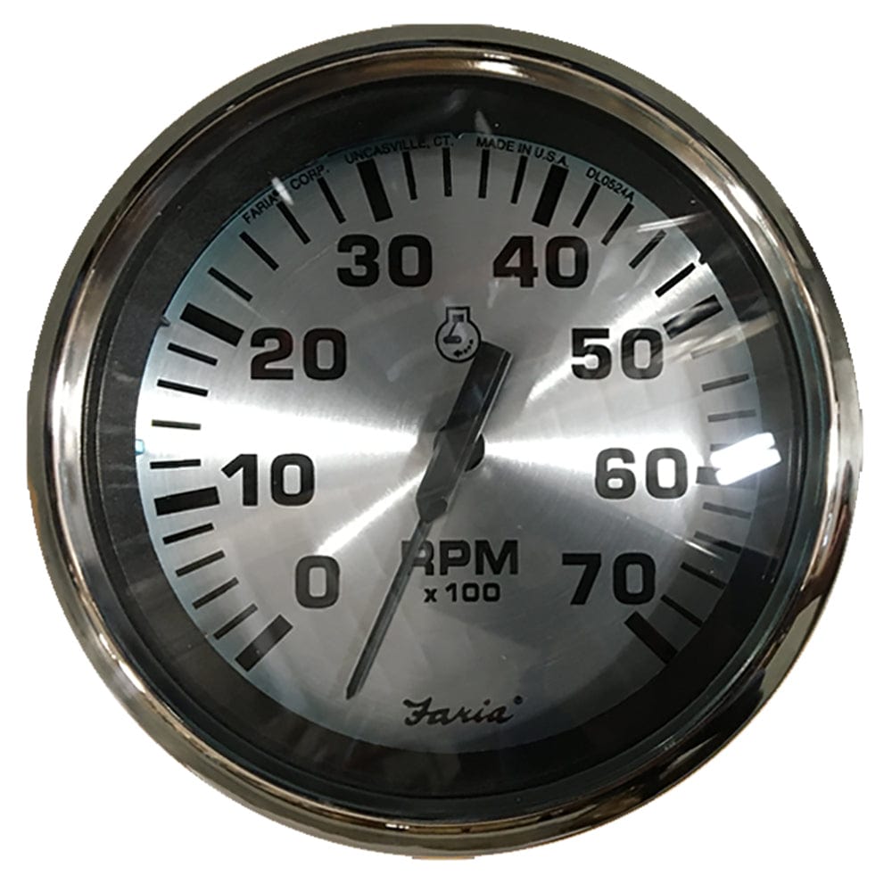 Faria Spun Silver 4" Tachometer (7000 RPM) (Outboard) [36005] - The Happy Skipper