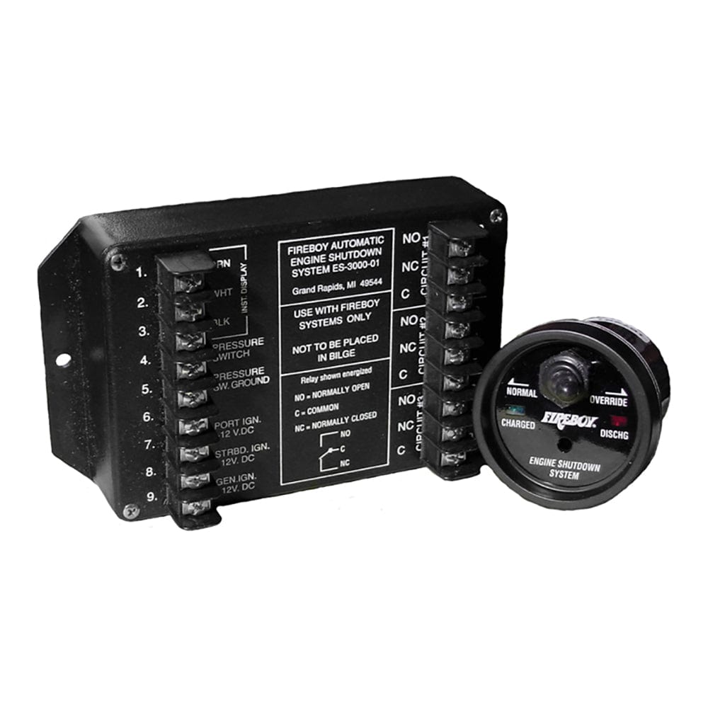 Fireboy-Xintex Engine Shutdown - 5 Circuit w/20A Relays - Round Display [ES-5000-01] - The Happy Skipper