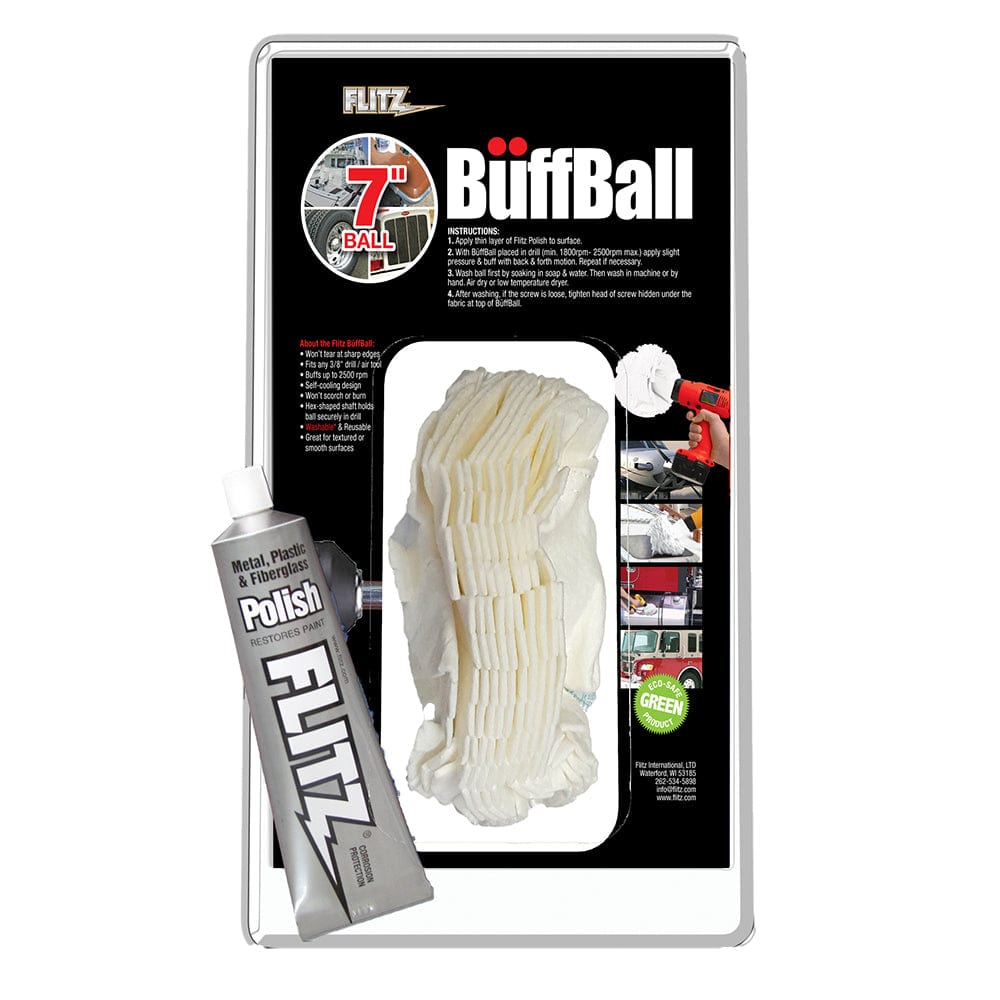 Flitz Buff Ball - Extra Large 7" - White w/1.76oz Tube Flitz Polish [WB 201-50] - The Happy Skipper