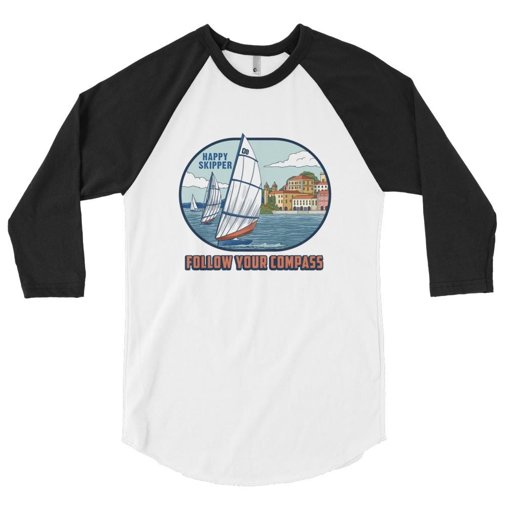 Happy Skipper Follow Your Compass™ Chill Sail Design 3/4 Sleeve Raglan Shirt - The Happy Skipper
