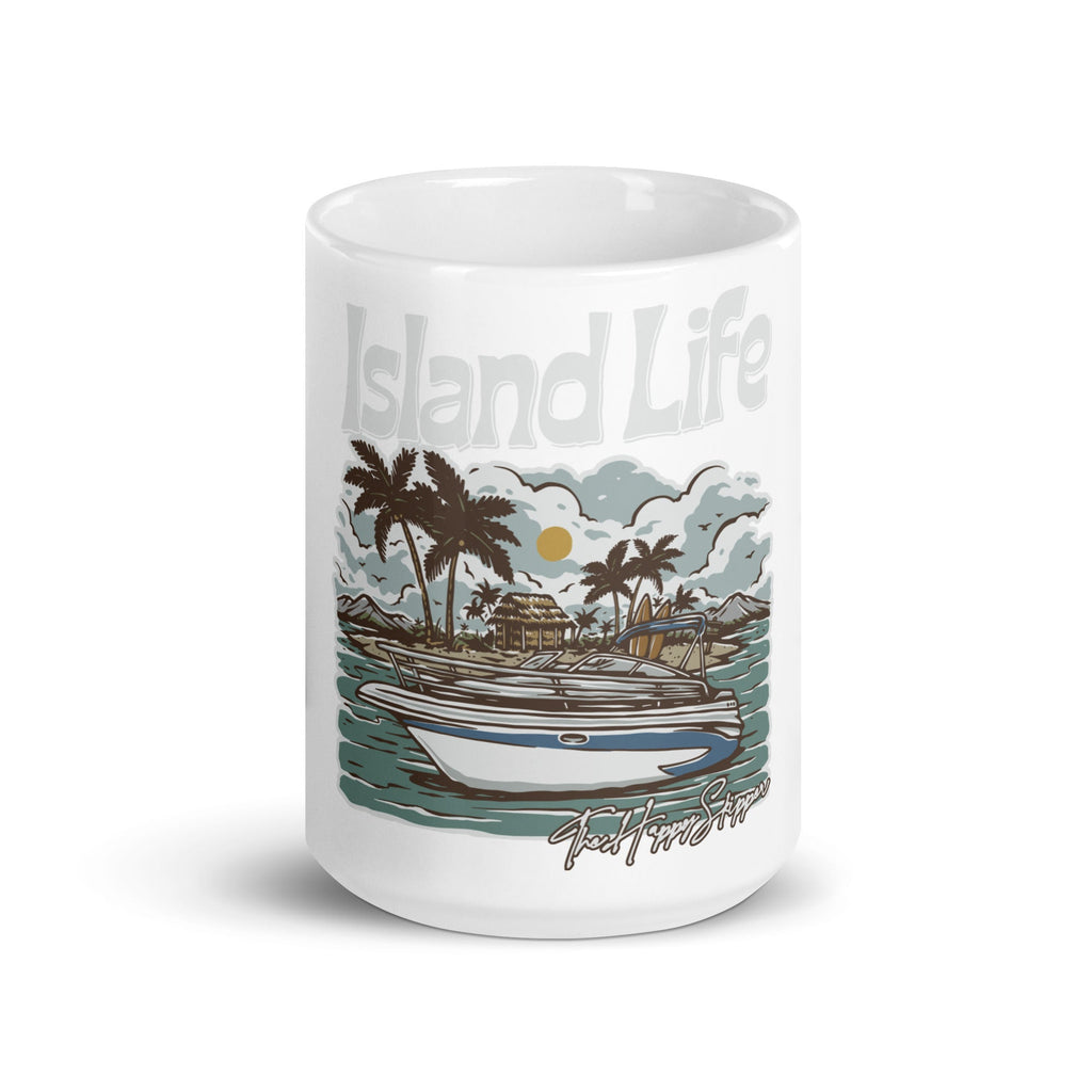 Happy Skipper "Island Life" - White glossy mug - The Happy Skipper