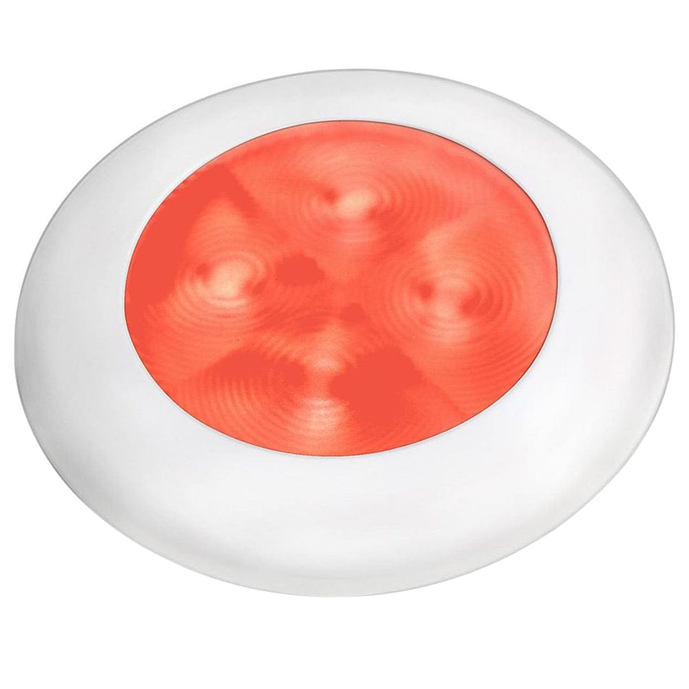 Hella Marine Red LED Round Courtesy Lamp - White Bezel - 24V [980508241] - The Happy Skipper