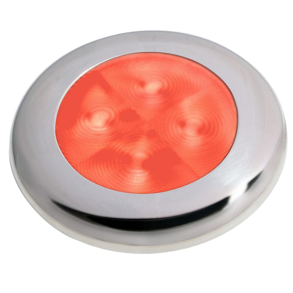 Hella Marine Slim Line LED 'Enhanced Brightness' Round Courtesy Lamp - Red LED - Stainless Steel Bezel - 12V [980507221] - The Happy Skipper