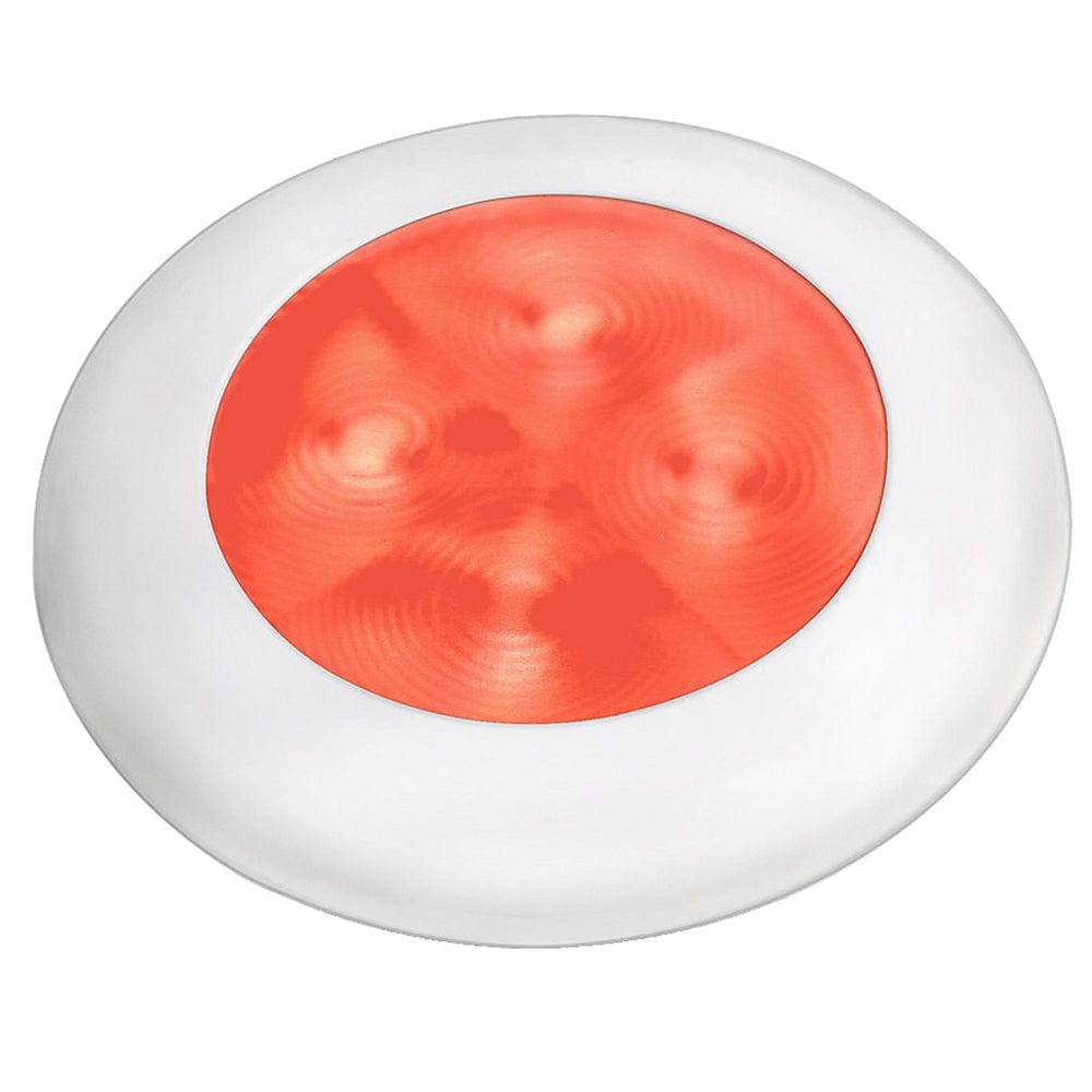 Hella Marine Slim Line LED 'Enhanced Brightness' Round Courtesy Lamp - Red LED - White Plastic Bezel - 12V [980507241] - The Happy Skipper
