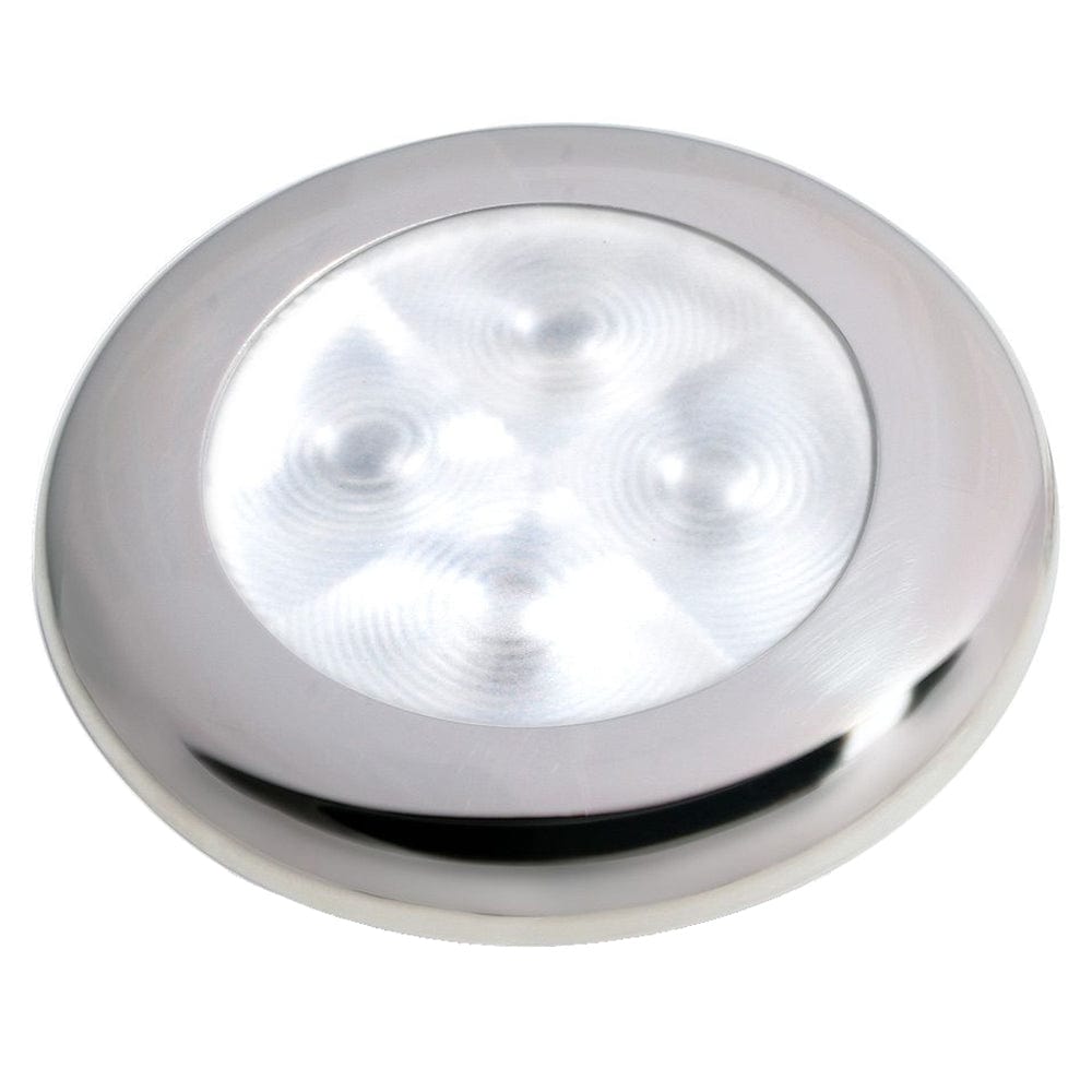 Hella Marine Slim Line LED 'Enhanced Brightness' Round Courtesy Lamp - White LED - Stainless Steel Bezel - 12V [980500521] - The Happy Skipper