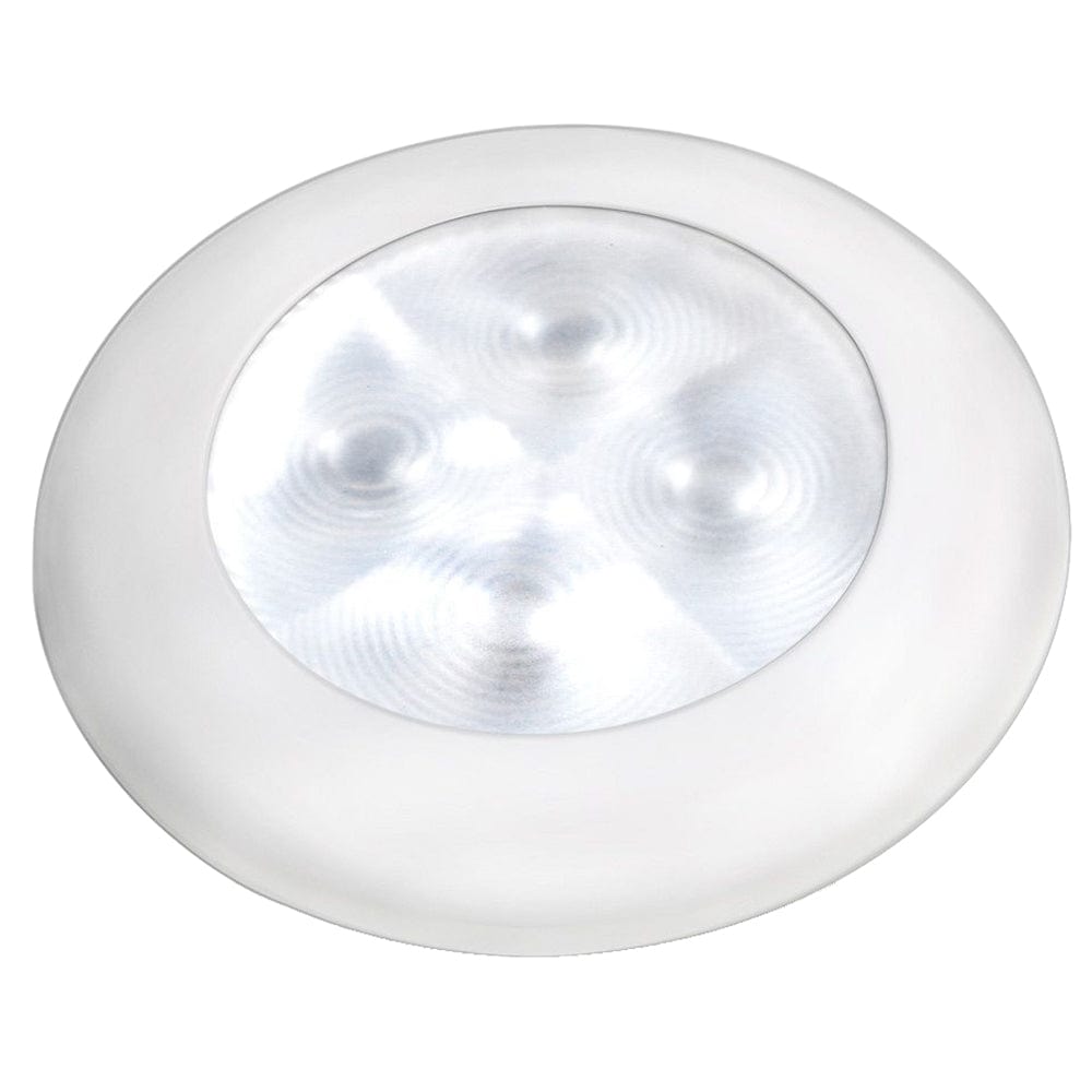 Hella Marine Slim Line LED 'Enhanced Brightness' Round Courtesy Lamp - White LED - White Plastic Bezel - 12V [980500541] - The Happy Skipper