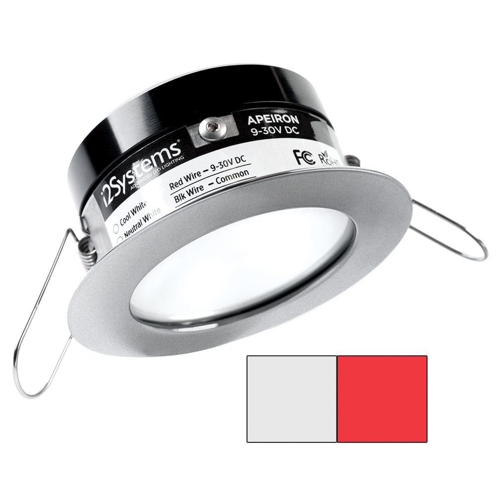 i2Systems Apeiron PRO A503 - 3W Spring Mount Light - Round - Cool White Red - Brushed Nickel Finish [A503-41AAG-H] - The Happy Skipper