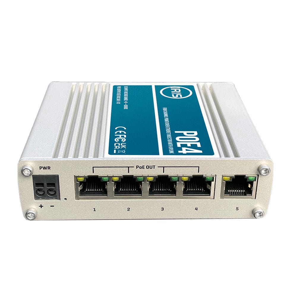 Iris Four Channel Uplink Power Over Ethernet Switch - IEEE802.3af 3at Compliant - 9-30VDC Input - 48VDC Output [POE4V2] - The Happy Skipper