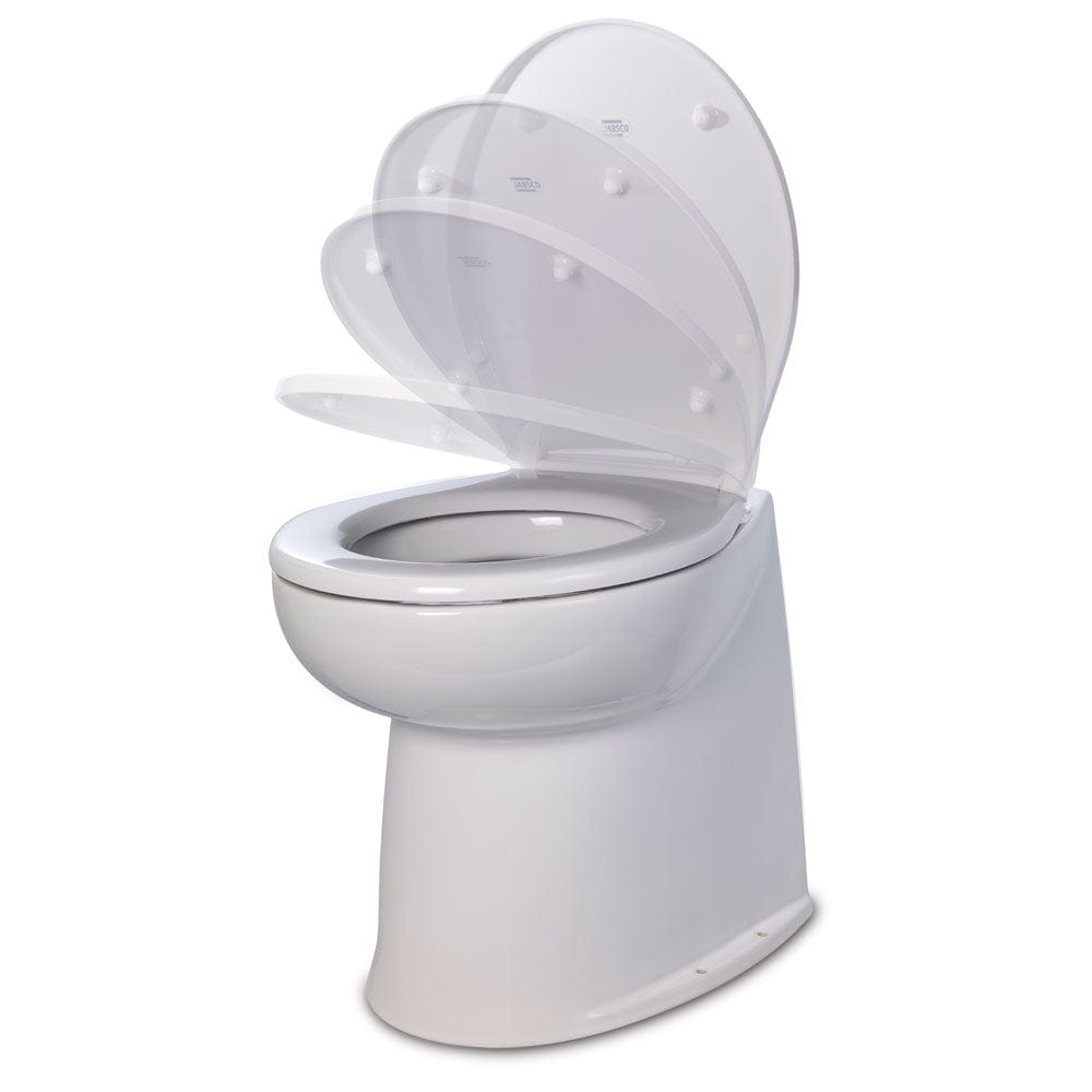 Jabsco 17" Deluxe Flush Fresh Water Electric Toilet w/Soft Close Lid - 24V [58040-3024] - The Happy Skipper