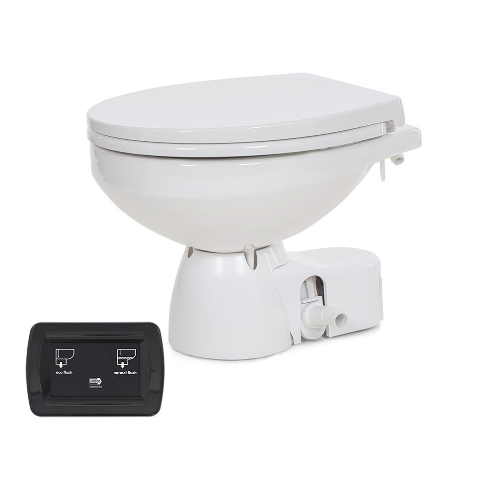 Jabsco Quiet Flush E2 Fresh Water Toilet Regular Bowl - 12V Soft Close Lid [38045-4192RSP] - The Happy Skipper