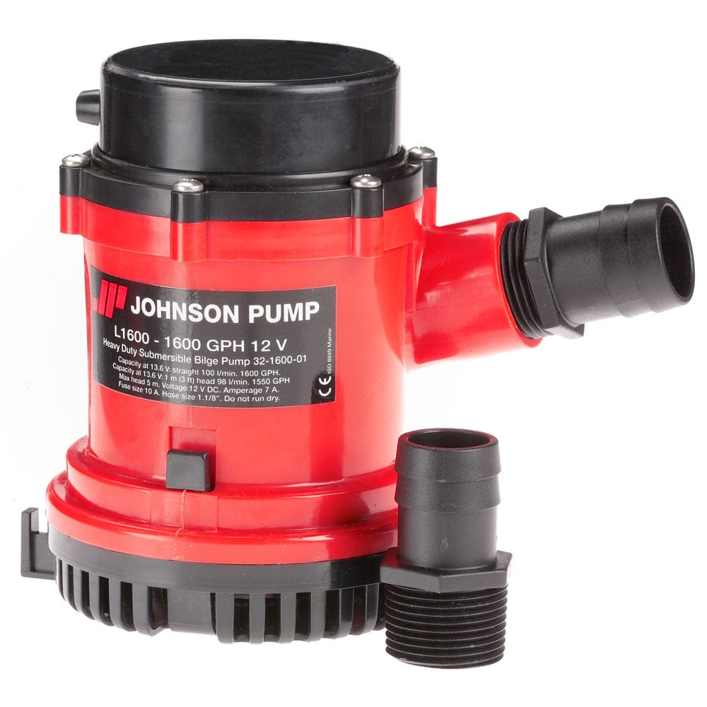 Johnson Pump 1600 GPH Bilge Pump 1-1/8" Hose 12V [16004-00] - The Happy Skipper