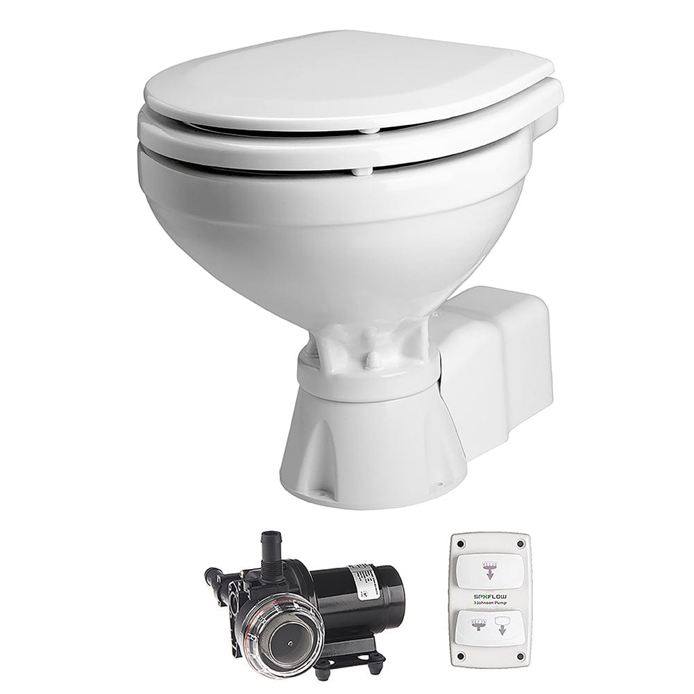 Johnson Pump AquaT Toilet Silent Electric Compact - 12V w/Pump [80-47231-01] - The Happy Skipper