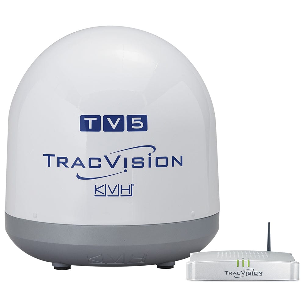 KVH TracVision TV5 w/IP-Enabled TV-Hub Linear Universal Quad-Output LNB w/Autoskew GPS [01-0364-34] - The Happy Skipper