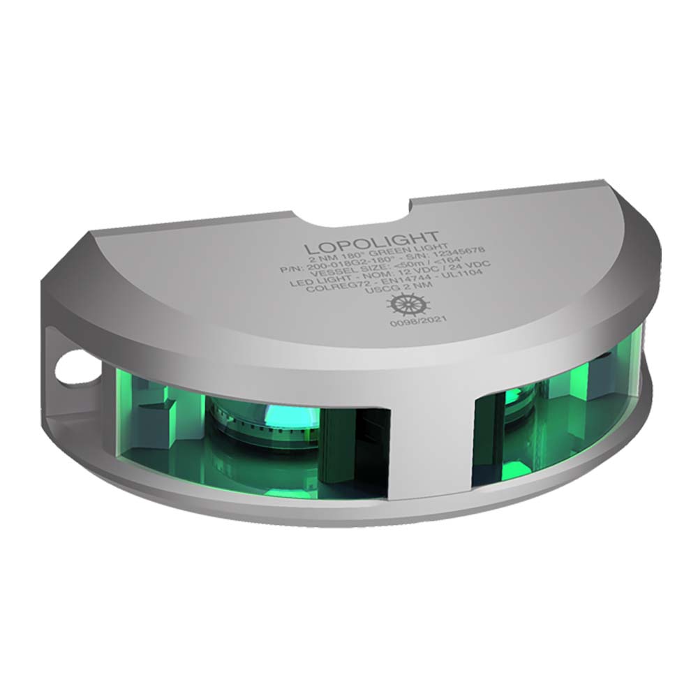 Lopolight Series 200-018 - Navigation Light - 2NM - Vertical Mount - Green - Silver Housing [200-018G2] - The Happy Skipper