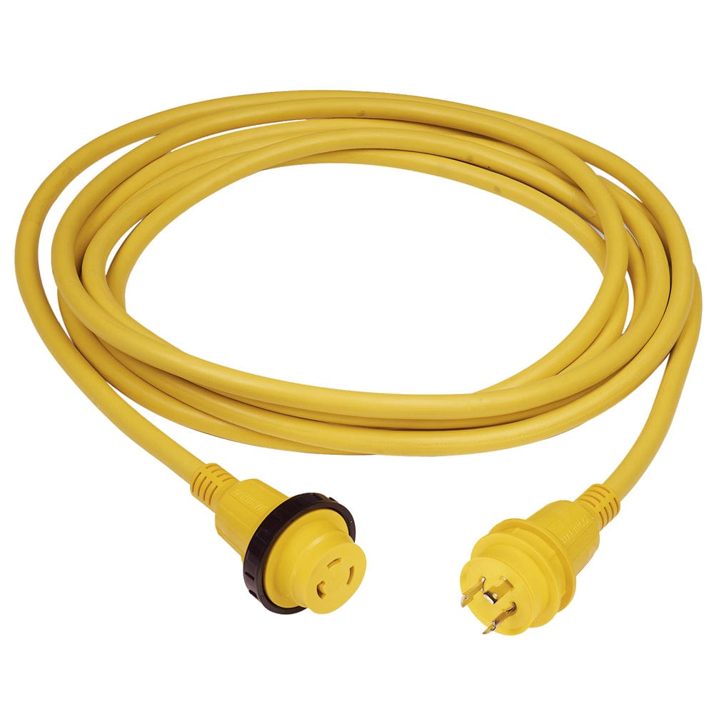 Marinco 30 Amp PowerCord PLUS Cordset w/Power-On LED - Yellow 50ft [199119] - The Happy Skipper