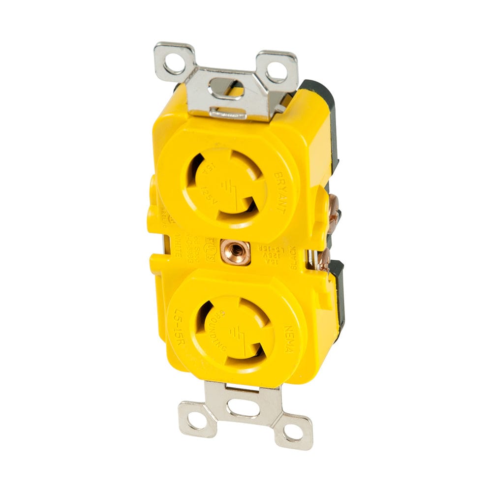 Marinco Locking Receptacle - 15A, 125V - Yellow [4700CR] - The Happy Skipper