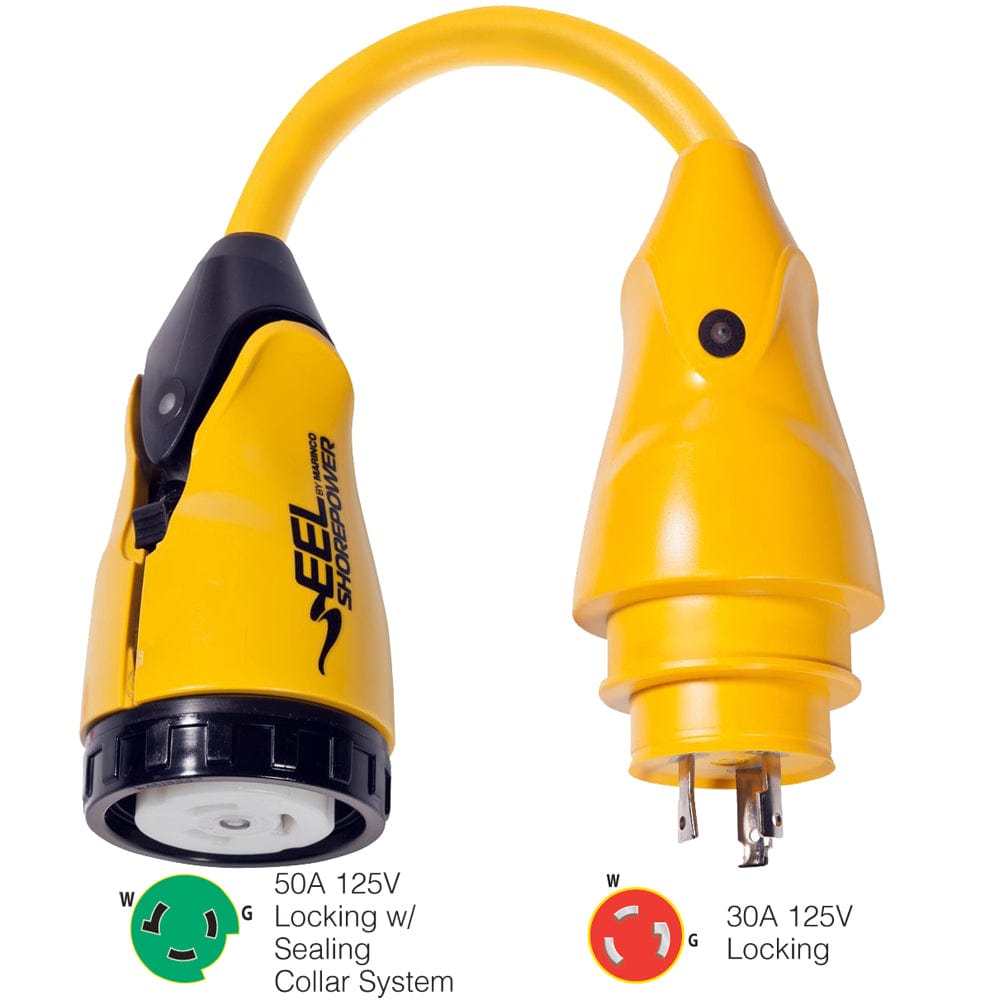 Marinco P30-503 EEL 50A-125V Female to 30A-125V Male Pigtail Adapter - Yellow [P30-503] - The Happy Skipper