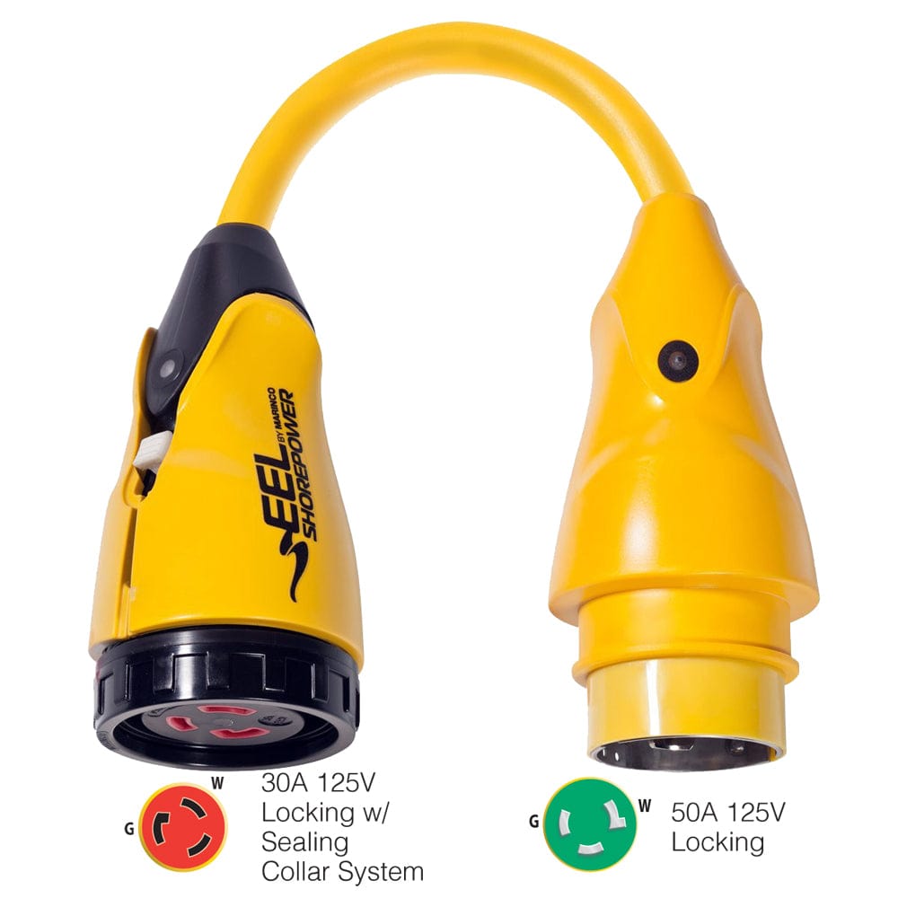 Marinco P503-30 EEL 30A-125V Female to 50A-125V Male Pigtail Adapter - Yellow [P503-30] - The Happy Skipper