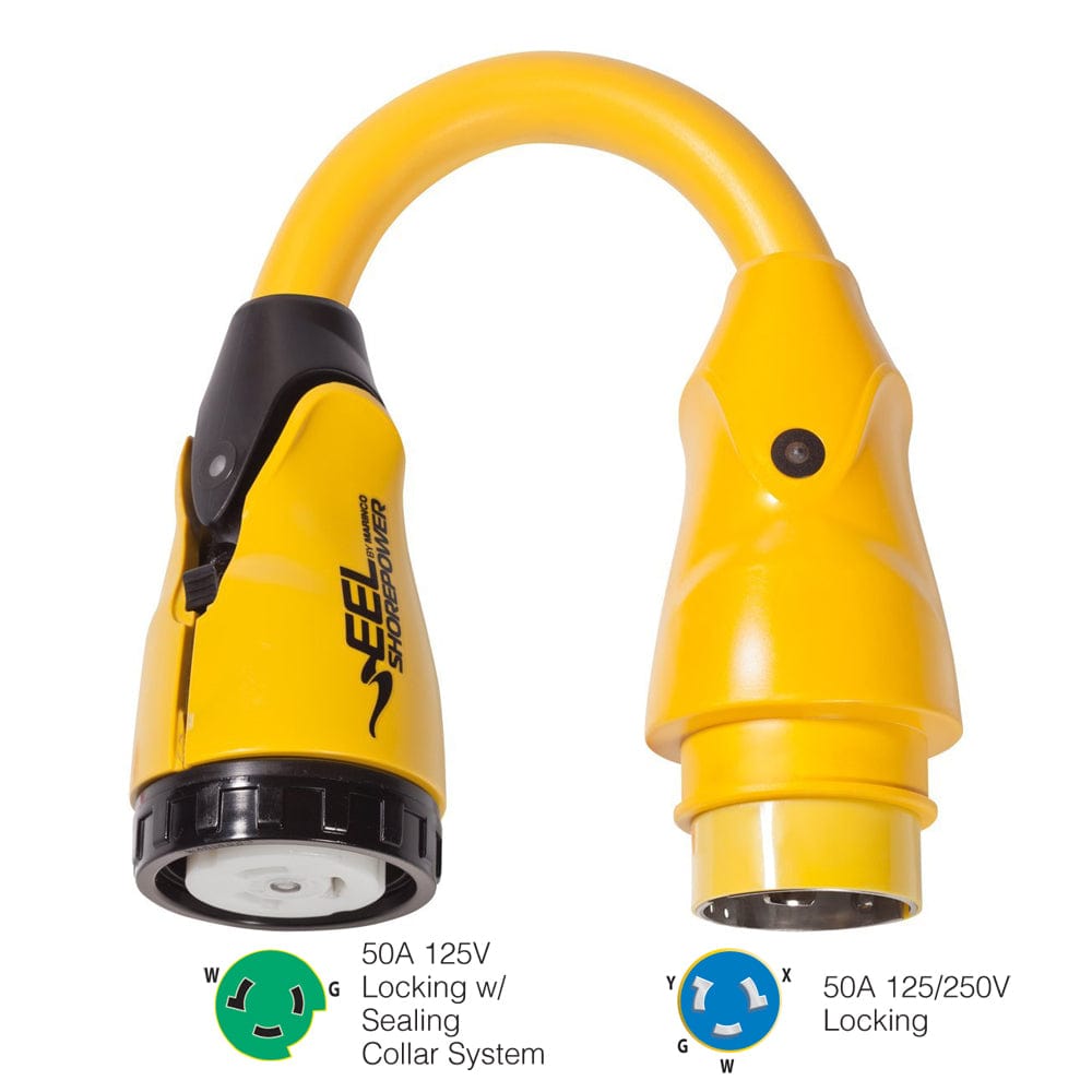 Marinco P504-503 EEL 50A-125V Female to 50A-125/250V Male Pigtail Adapter - Yellow [P504-503] - The Happy Skipper