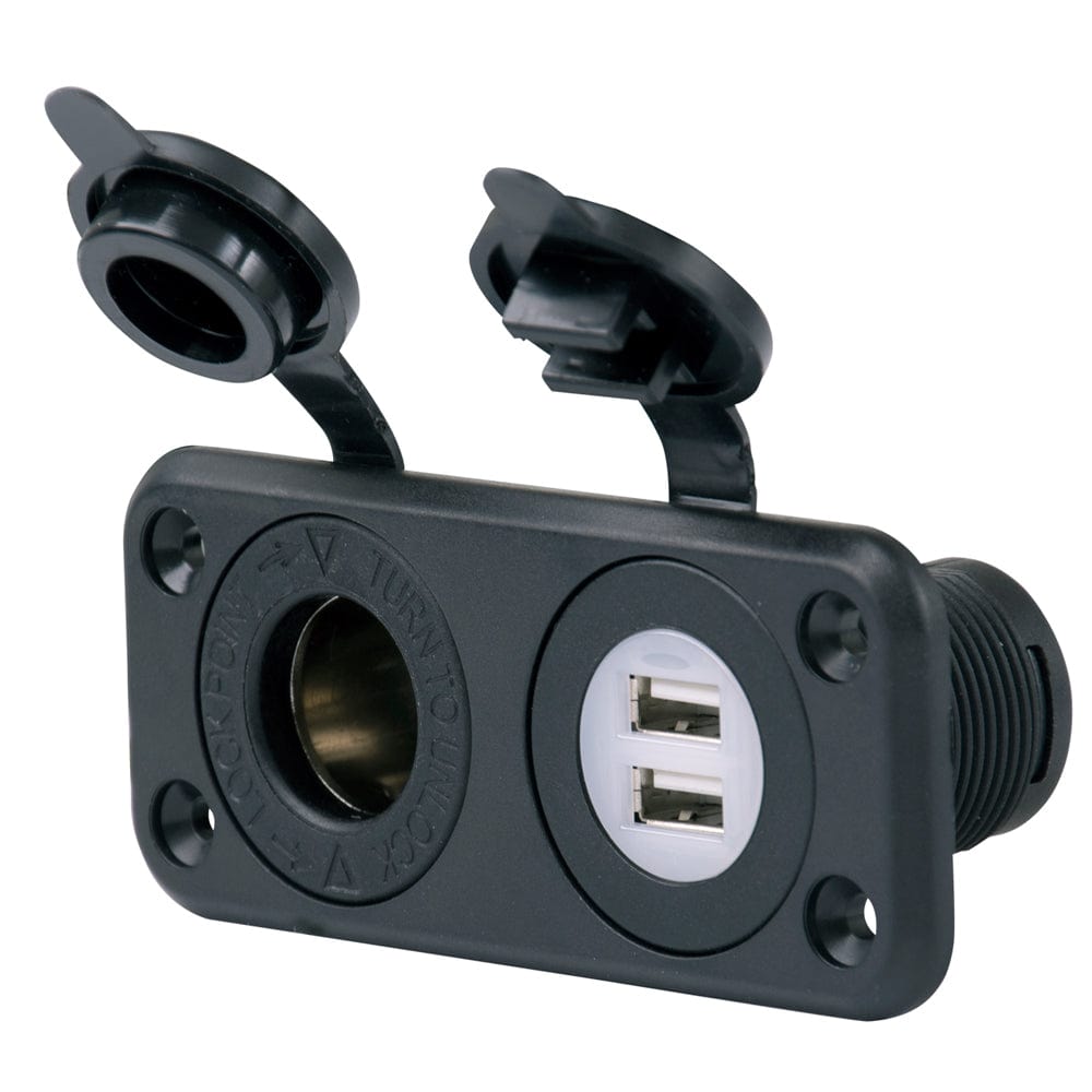 Marinco SeaLink Deluxe Dual USB Charger & 12V Receptacle [12VCOMBO] - The Happy Skipper
