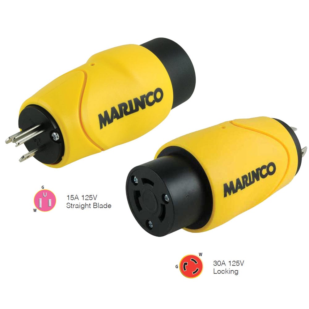 Marinco Straight Adapter 15Amp Straight Male to 30Amp Locking Female Connector [S15-30] - The Happy Skipper