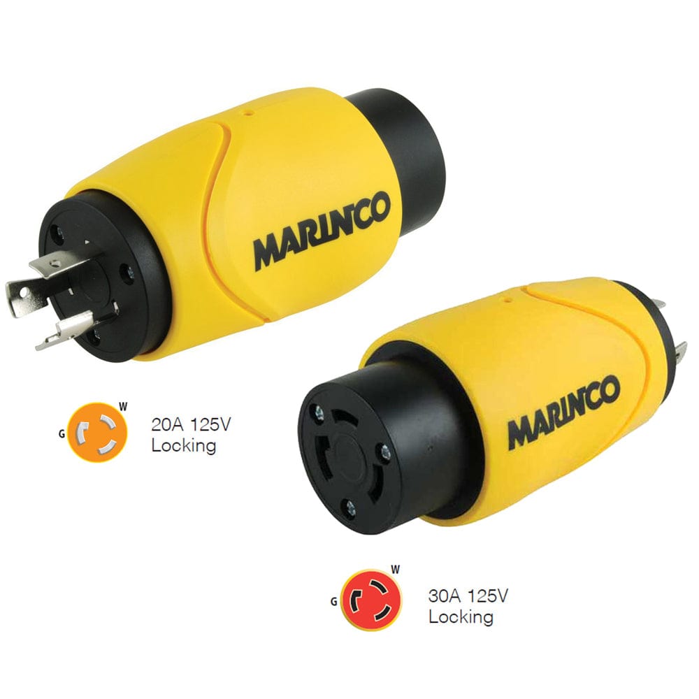 Marinco Straight Adapter 20Amp Locking Male to 30Amp Locking Female Connector [S20-30] - The Happy Skipper